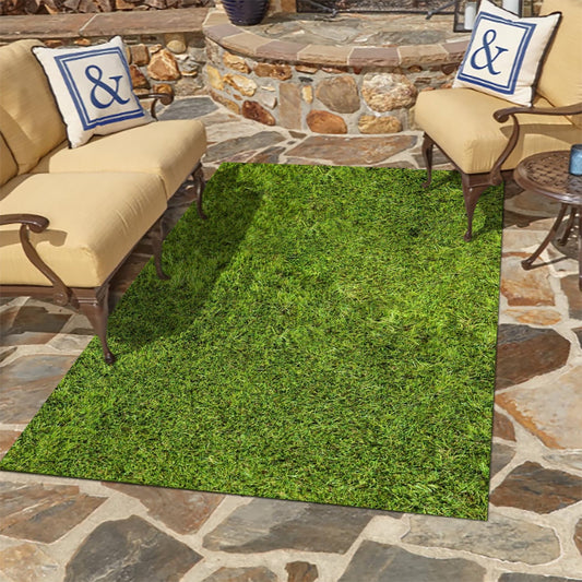 Back Yard In The UK with Cascade 40mm Rectangle Artificial Grass Rug