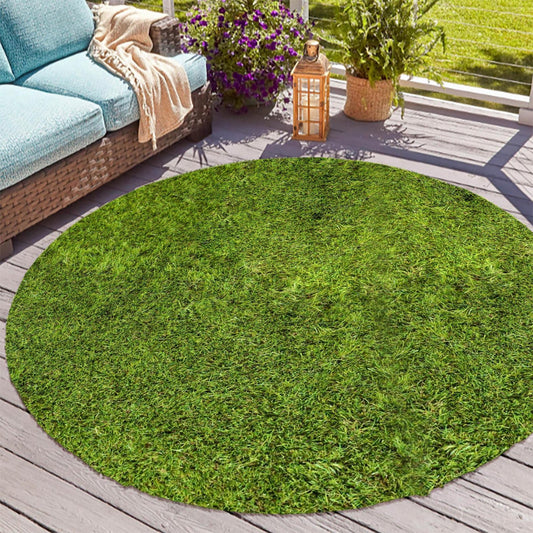 Front Garden in the UK with Cascade 40mm Round Artificial Grass Rug